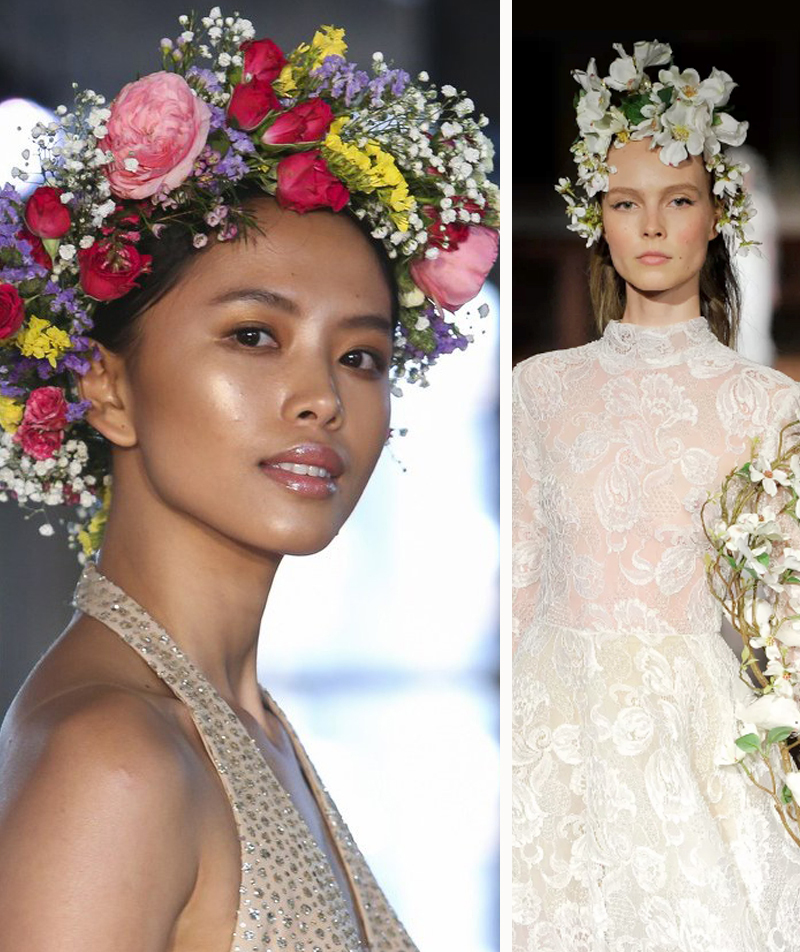 2019 Bridal Hair Trends - Hair Bouquets Reem Acra Runway