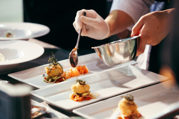 Chef prepping food