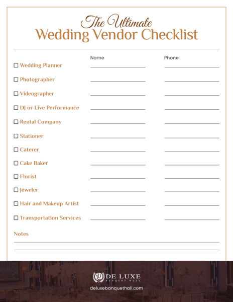 Wedding Vendor Checklist For Brides