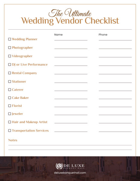 Wedding Vendor Checklist For Brides