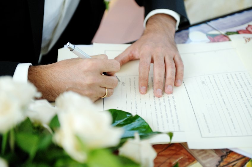 signing a marriage license